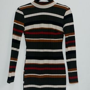 Bodycon Mockneck Striped Minidress